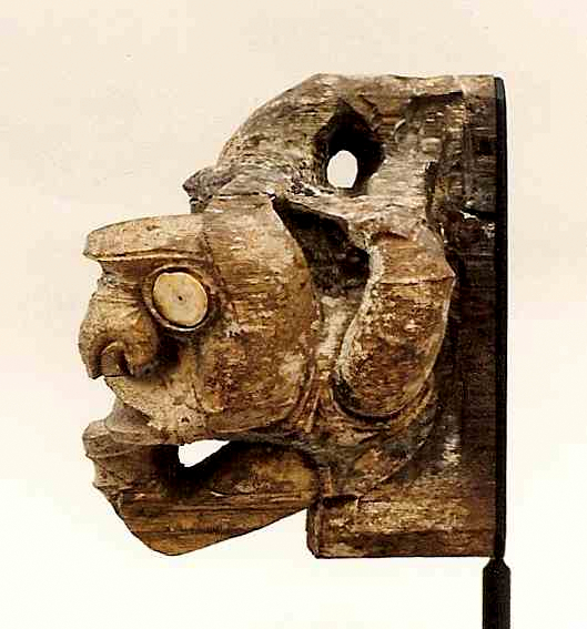 22: Pair of Wood Beam Finials with Archaic Aso Figures