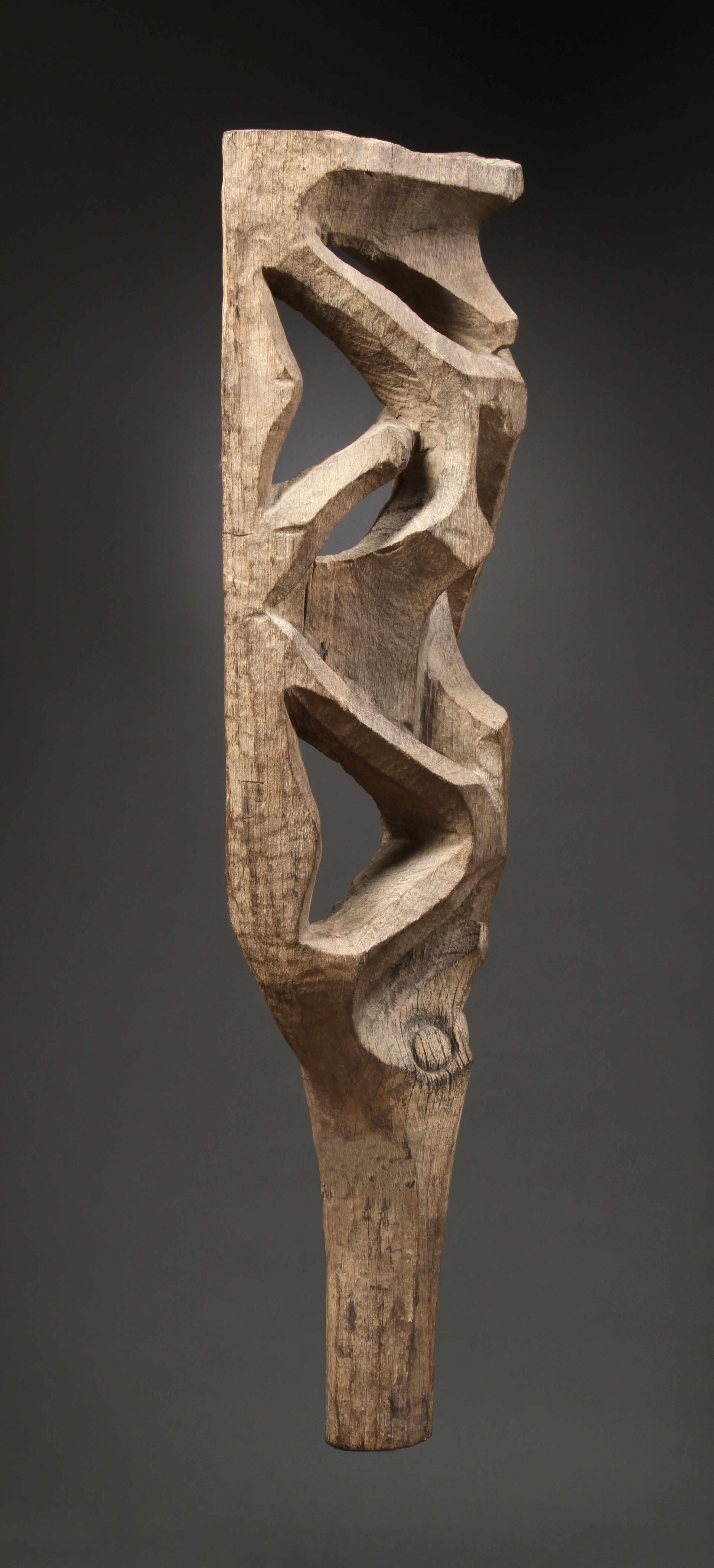 35: Wood Shrine Support Post with Abstract Anthropomorphic Motifs