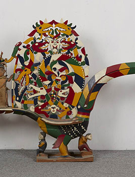 44: Painted Wood Ceremonial Hornbill Effigy