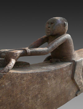 50: Wood Ritual Horse with Rider